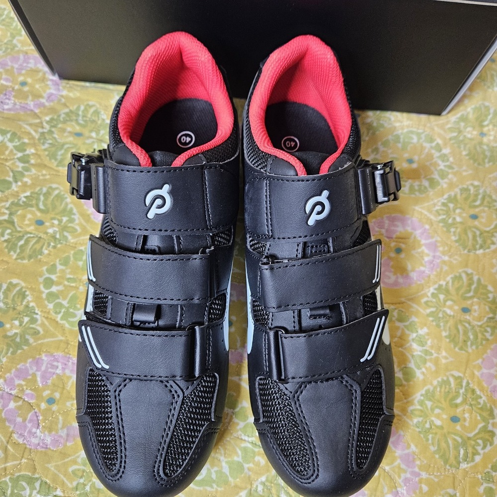 Peloton Unisex Adult Cycling Shoes 40 PL-SH-B-40 Black/Red NEW